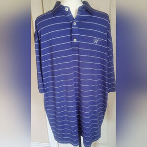 FOOTJOY men's Large blue/ white stripe polo‎ golf shirt
